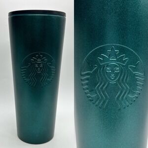 STARBUCKS Emerald Green Stainless Steel Travel Tumbler W/Lid 24 oz